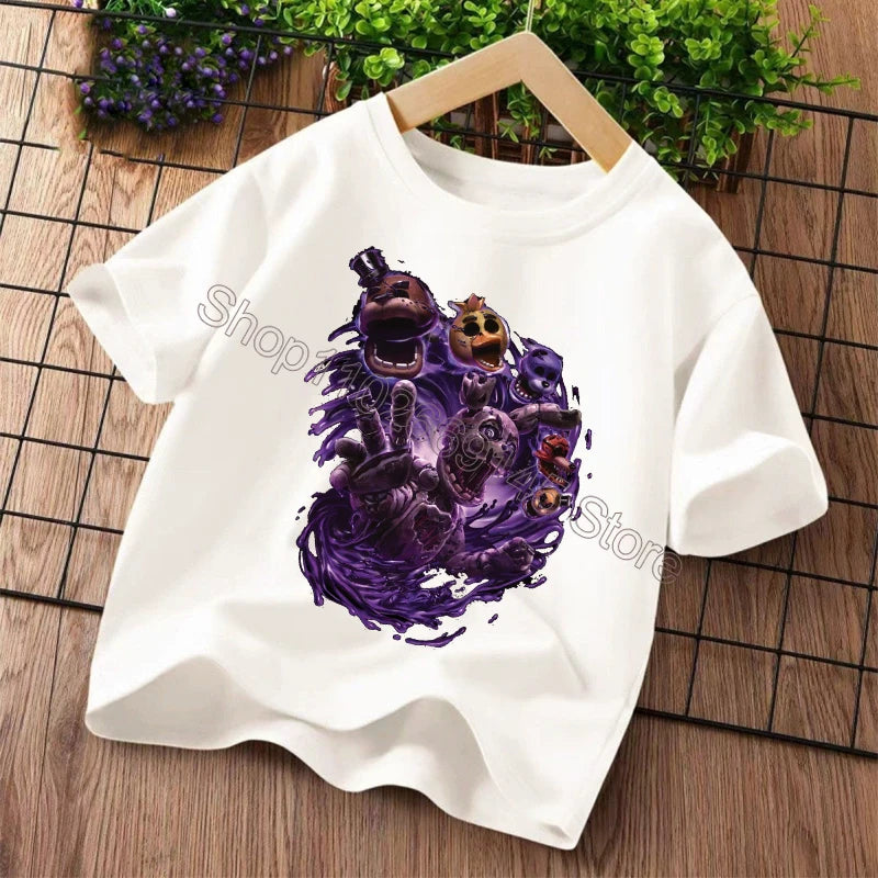 New Five Nights At Freddys Kids T-shirts FNAF Cartoon Graphic T-shirt Children Casual Sports Tops Short Sleeves Kids Clothing