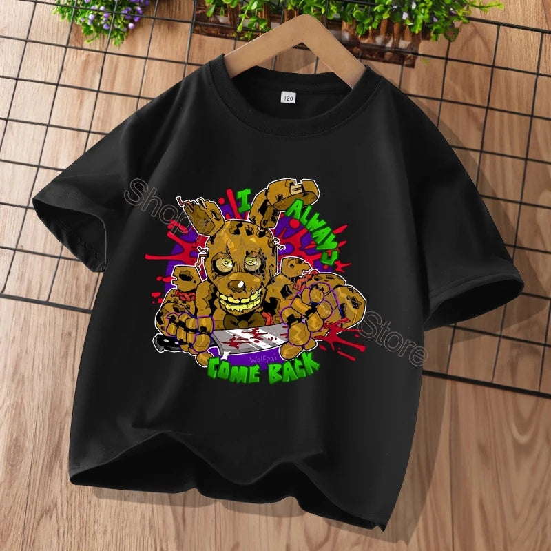New Five Nights At Freddys Kids T-shirts FNAF Cartoon Graphic T-shirt Children Casual Sports Tops Short Sleeves Kids Clothing