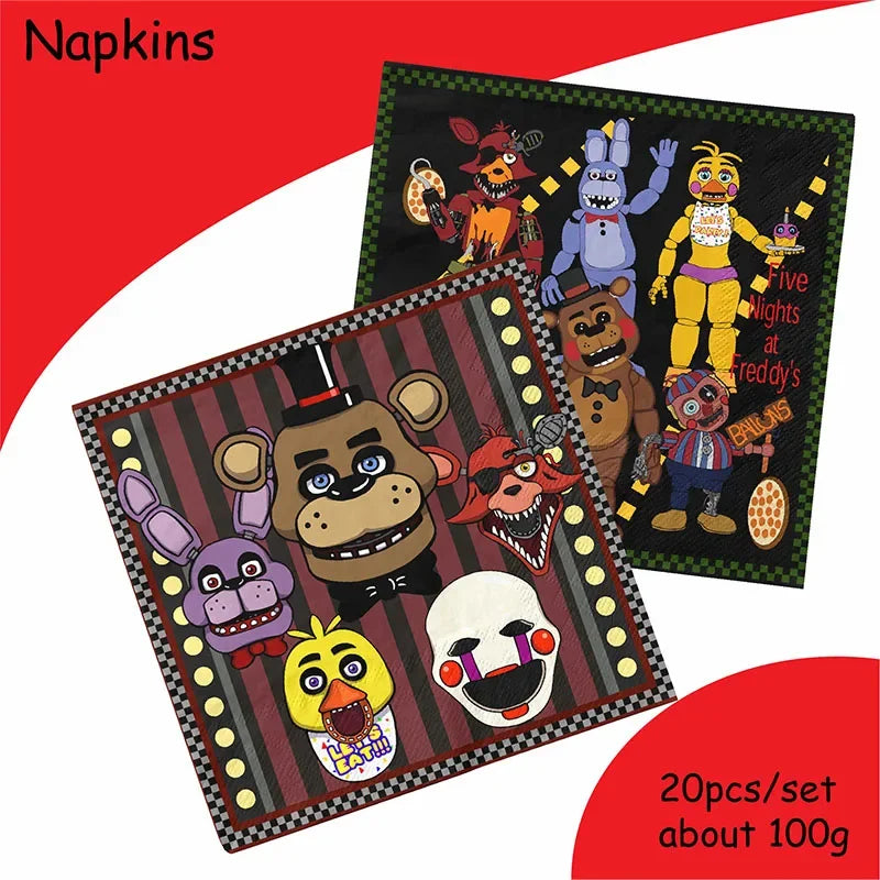 FNAF Freddy Theme Funny Party Supplies Tableware Paper Cup Plate Flag Baby Shower Balloons APRIL FOOL'S DAY Party Decoration